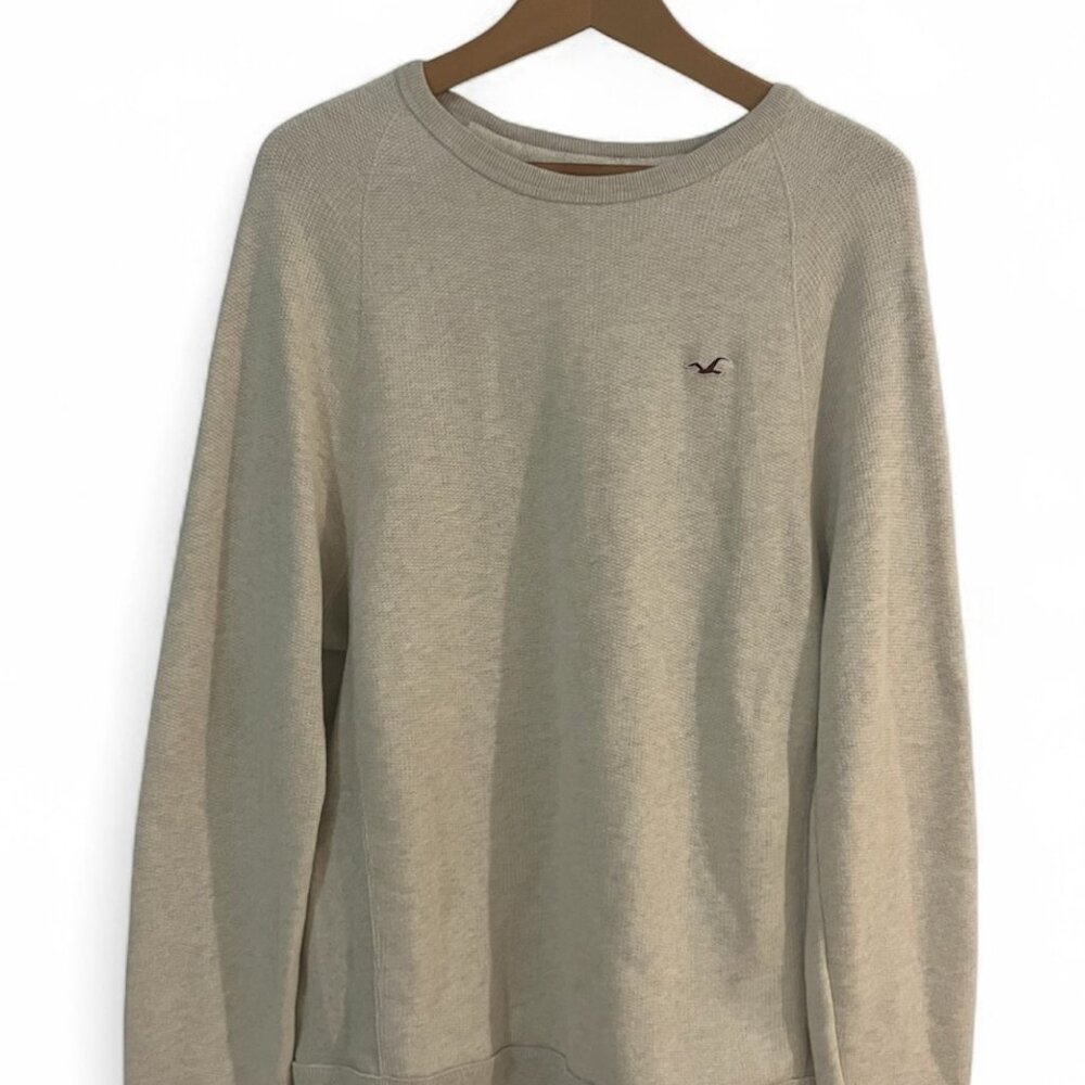Hollister Beige Crewneck Sweatshirt Men’s Size L Classic Logo - Picture 6 of 7